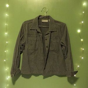 cropped grey corduroy shirt